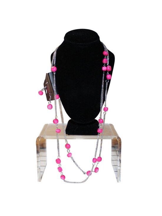 paparazzi Jewelry - Paparazzi NWT Hot Pink Shell Bead Multi Strand Long Layered Necklace and Earring